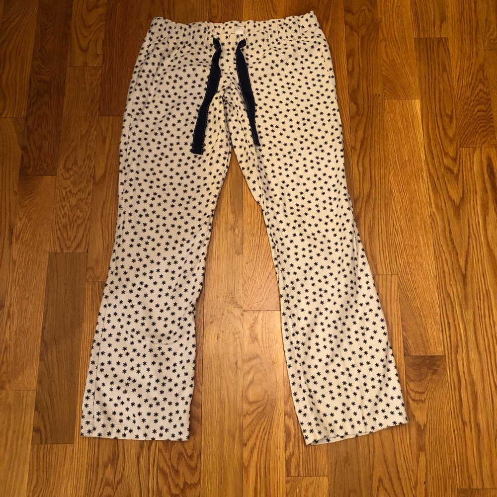 Old Navy Cream Black Snowflakes Pajama PJ Cotton Pants XS X-Small